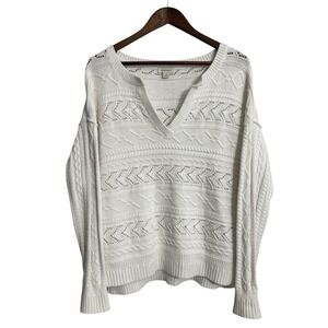 Sundance sweater womens medium white open knit boho cottage beach coastal resort